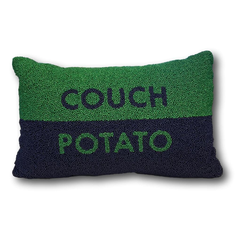 Sold Out Kate Spade New York Couch Potato Hook Pillow Green Blue Beaded Collab